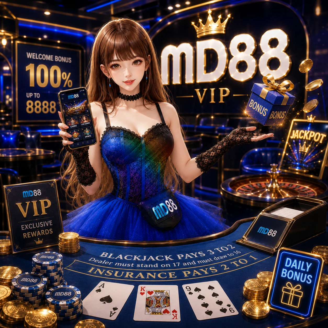 A glowing 20 MYR coin graphic with a gift box ribbon, set against a dark background with gold sparkle accents